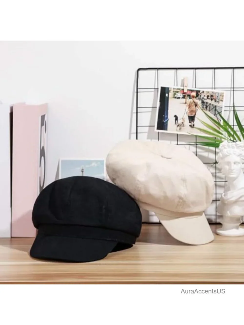 Women Newsboy Cap Visor Beret Soft 8 Panel Vintage Cabbie Hat Cotton Linen